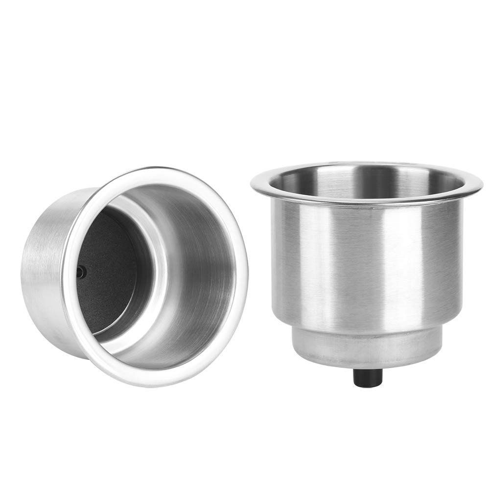 Boat Cup Holder, Stainless Steel Beverage Rack Bottle Holders Cup Stand with Drain Hole for tables counters seats, yachts speed boats Supplies 2Pcs