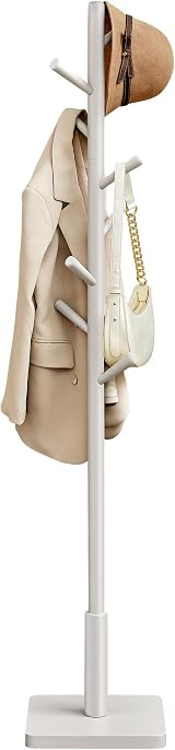 VASAGLE Solid Wood Coat Rack 8 Hooks Cappuccino Beige RCR010K01