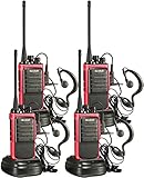Arcshell Rechargeable Long Range Two-Way Radios with Earpiece 4 Pack Walkie Talkies UHF 400-470Mhz Li-ion Battery and Charger Included