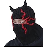 Funny Horns Creative Knitted Hat Beanies Warm Full Face Cover Ski Mask Windproof Balaclava Hat for Men Women