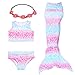 GALLDEALS 3pcs Swimmable Mermaid Tail for Kids Girls Princess Bikini Set Swimsuit Swimwear, 3-12Years