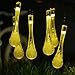 VMANOO Christmas Decorative Solar Powered Lights, 30 LED 19.7ft 8 Modes Water Drop Fairy String Light for Outdoor Indoor Home Patio Lawn Garden Xmas Party Wedding Valentines Gift 2 Pack (Warm White)