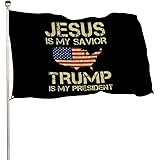 Jesus is My Savior Trump is My President Flag 3x5ft MAGA Flag Uv Resistant 100% Polyester Durable Outdoors Flag
