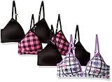 Candie's Big Girls' Convertible Strap Wireless Lightly Lined Bra Multi Pack, White Purple Multi/Black/Pink Black/Black, 32A