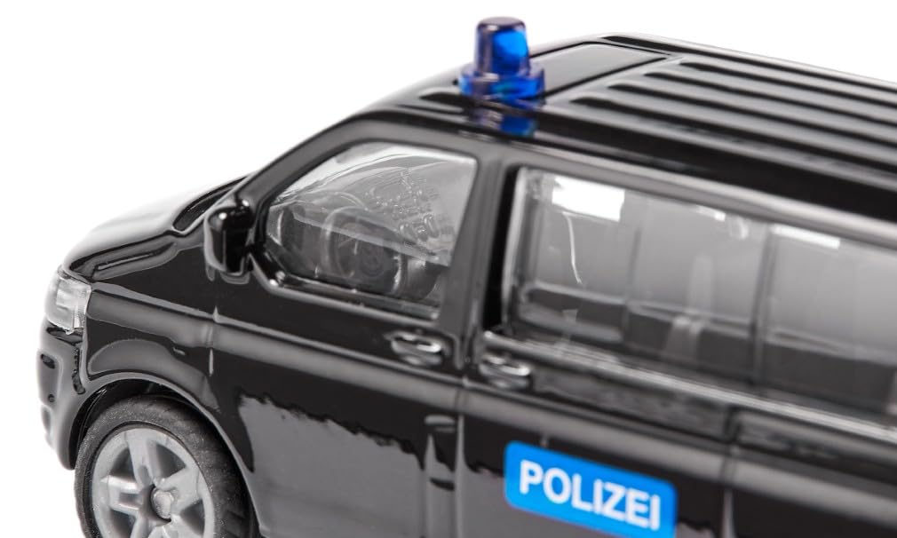 Siku 1548, VW T5 Sondereinsatzkommando, Metall/Kunststoff, Schwarz, Spielzeugauto für Kinder, Detailgetreue Gestaltung, Heckklappe zum Öffnen 3