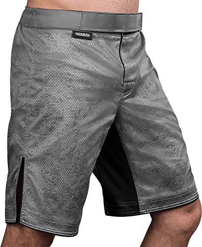Hayabusa Mens Hexagon Board Style Workout and MMA Training Shorts - Grey, Medium