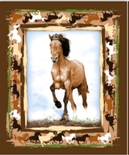 Daisy Ultra Soft Wild Brown Stallion Horse Design Light Flannel Borrego Blanket King Size