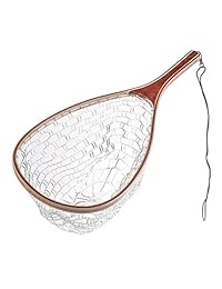 Leo® Kit de pesca con mosca Red de aterrizaje con marco de madera y liberación magnética de malla de goma suave trucha captura y liberación portátil ligero neto