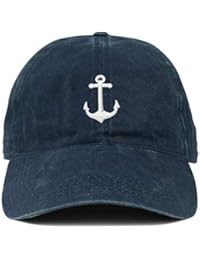 Funky Junque Dad Hat Unisex Cotton Low Profile Distressed Vintage Baseball Cap (Anchor - Navy)