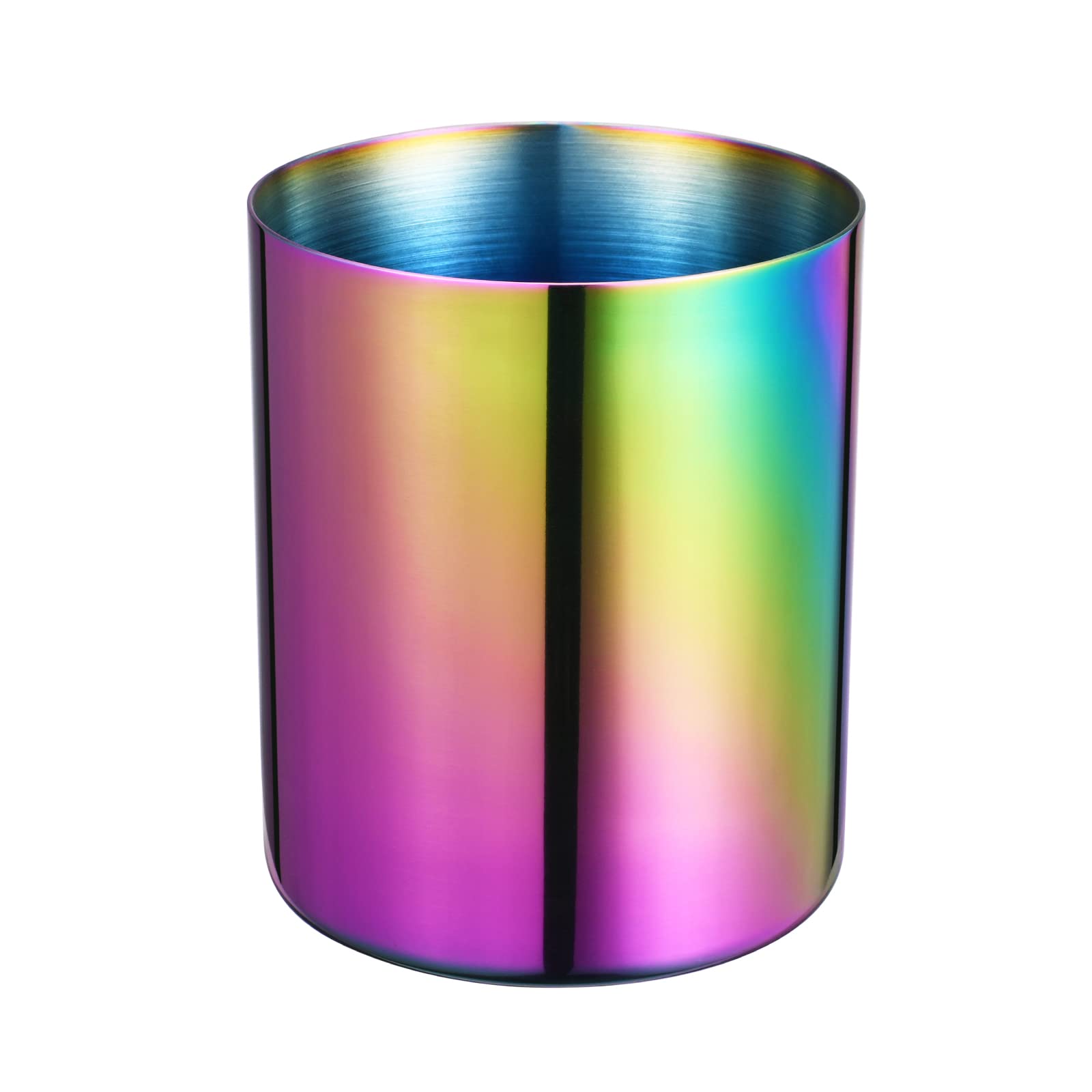 Lidwot Aurora Rainbow 304 Stainless Steel Pen Holder – Vacuum Coated and Fade-Resistant Round Nordic Style Metal Cup for Desk, Stationery, Kitchen Tools and Makeup Brushes Storage