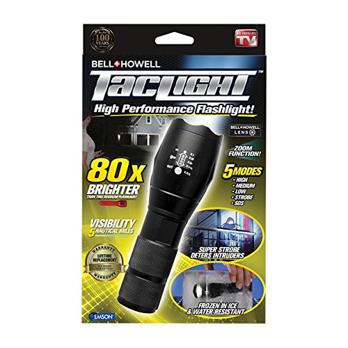 Bell + Howell 1308 Taclight High-Powered Tactical Flashlight with 5 Modes & Zoom Function (80x Brighter)