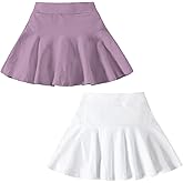 DREAM BUS 2 Pack Girl Pleated Skirts Built in Shorts Little Kid Tennis Skorts Toddler Girl Athletic Flowy Skorts Skirts