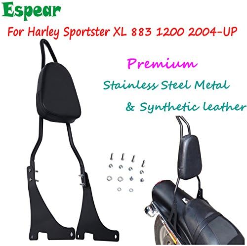 Detachable Sissy Bar Backrest with Cushion Pad For Harley Sportster XL 883 1200 2004-UP