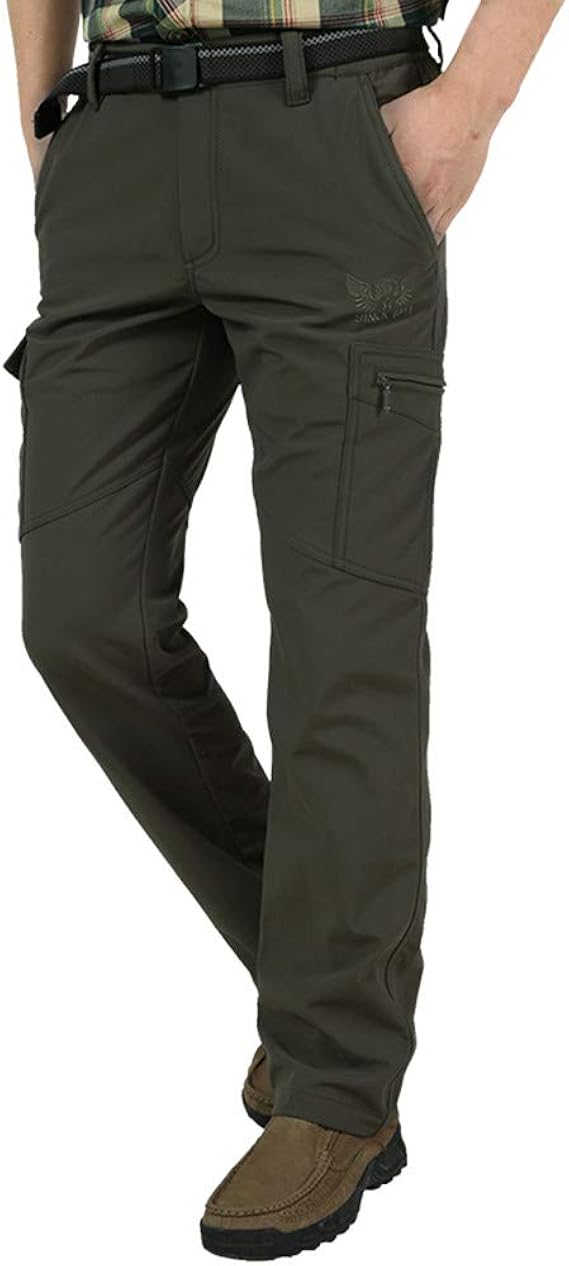 KUSUOU Men's Softshell Fleece Lined Waterproof Trousers Hiking Skiing
