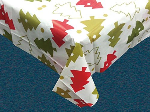 Buon Appetito Holiday Collection Holiday Vinyl Tablecloth with Polyester Flannel Backing - Christmas Whimsy Rectangle (52" x 70")