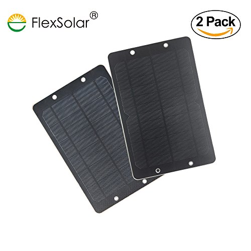 FlexSolar 2-Pack 6W Portable Solar Charger Panel, Shockproof Mobile Power Charger with 5V USB Regulated Output for Smart Phone,Power Bank and GPS Units.