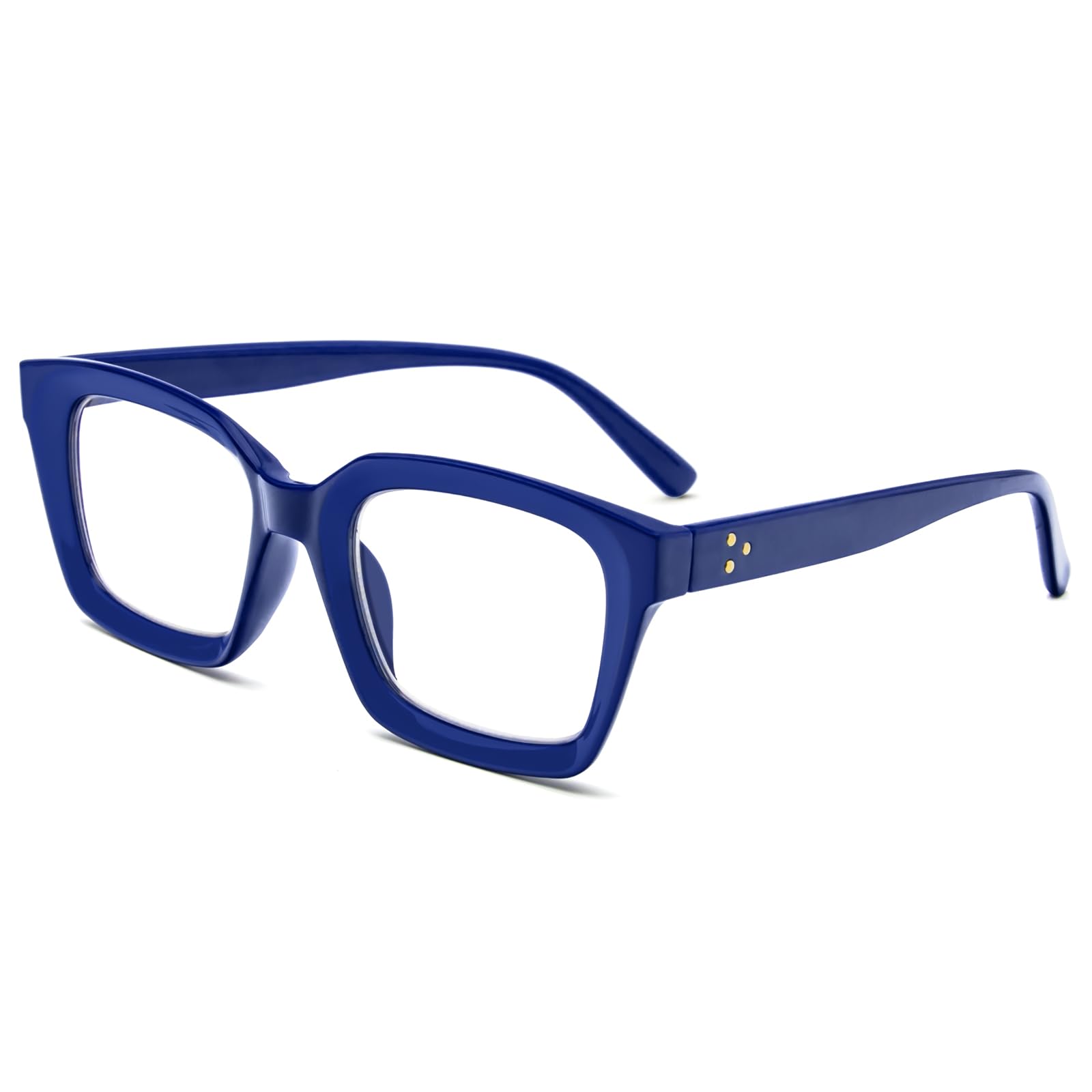 MMOWW Blue Light Blocking Glasses for Women Men - Classic Square Eyewear Thick Frame Computer Gaming Glasses (Blue)