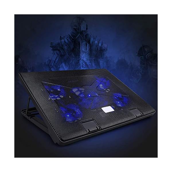 yidenguk-Laptop-Cooling-Pad-Adjustable-Angle-Ultra-Quiet-Gaming-Laptop-Cooler-Stand-with-6-Fans-Blue-Led-Lights-2-USB-Ports-Suitable-for-12-154-Inches-Laptop-Notebook-blue-5 yidenguk Laptop Cooling Pad, Adjustable Angle Ultra Quiet Gaming Laptop Cooler Stand with 6 Fans, Blue Led Lights, 2 USB…
