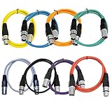Seismic Audio - SAXLX-2-Multi - 8 Pack of Colored 2 Foot XLR Patch Cables - 2' Mic Cable Cords