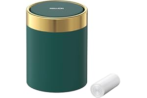 MBILLION Mini Trash Can with Lid, Desktop Small Trash Can Recycling Bin Cute Metal Garbage Can for Tabletop Countertop Use,Stainless Steel 0.4 Gallon/1.5 Liter Waste Bin for Office Parlor Bedroom,Dark Green