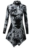 DJT Womens Turtleneck Long Sleeve Flared Hankerchief Hem Tunic