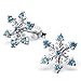 ICYROSE 925 Sterling Silver 12mm Blue CZ Crystal Snowflake Christmas Stud Earrings 16162