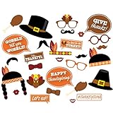 Thanksgiving Photo Booth Props - Happy Thanksgiving Day Photobooth Costume DIY Kit - 29pcs
