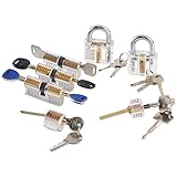 Hancel 7-Pack Lock Set Transparent Training Cutaway Crystal Pin Tumbler Keyed Padlock for Locksmith Practice (7-Pack)