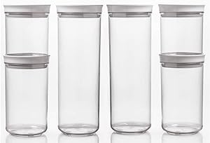 SANNO Food Storage Containers with Lids Airtight 6PCS Kitchen Pantry Organization Storage Containers PBA Free Clear Plastic Canisters Sets for Flour, Sugar, Cereal