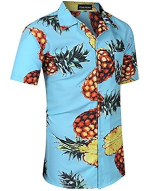 Men's Hawaiian Shirt Pineapple Casual Button Down Short Sleeve Beach Aloha Shirt