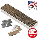 Razor Blades Utility: Single Edge Razor Blades 100 Pack, Razor Blade Scraper Refills, Steel Box Cutter Blades USA-Made, Safety Straight Edge Razor Blades, Paint Scraper Razor Blade by WEUPE