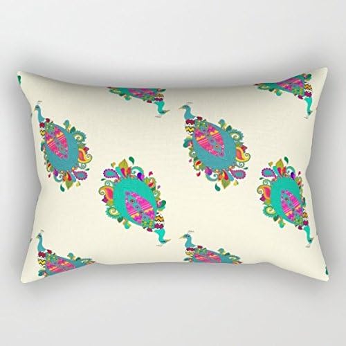 Peacock Pattern 03 Lumbar Pillowcase Throw Pillow Cover 20x30 Inches