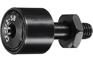 uxcell CF-1/2-SB CR81 Cam Follower Track Runner Bearings, Chrome Steel Roller Stud Track Bearing, 1/2" Roller Dia, 10-32 UNF 