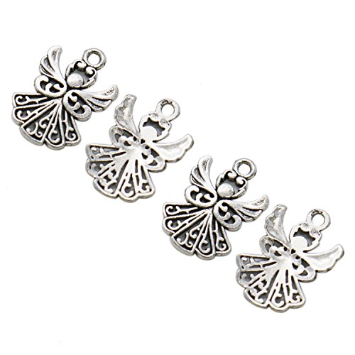 HUELE 50pcs Angel Charms Pendant, Tibetan Silver Guardian Angel for Jewelry Making, 20x14mm