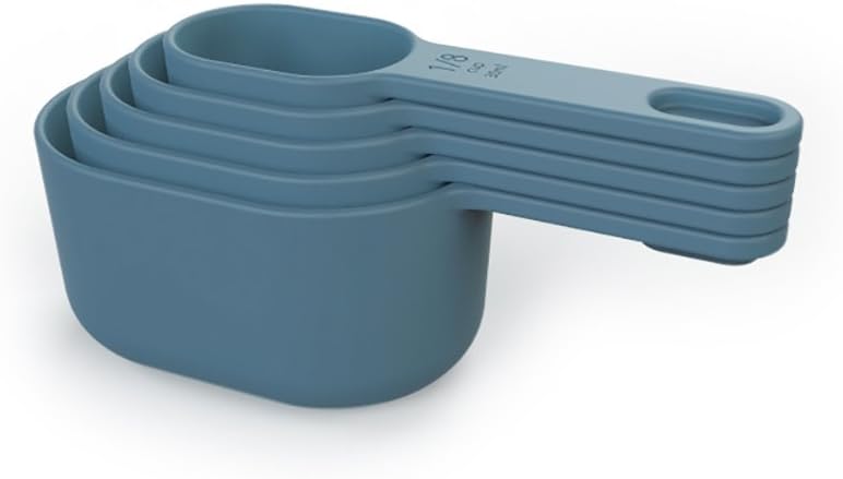 Venn Kitchen Silicone Interlocking and Stacking Measuring Cup Set, Set of 5, Blue