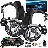 Compatible with 2014 2015 2016 Nissan Versa Note Hatchback Clear Lens Fog Light Set Kit w/Bracket/Wiring/Switch/Bulbs (Not Fit 4-Dr Sedan)