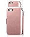 iPhone 8 Case, iPhone 7 Wallet Case, Crosspace Premium PU Leather Flip Wallet Case 2-in-1 Protective Magnetic Shell Credit Card Holder and Wrist Lanyard for Apple iPhone 7 iPhone -Smooth Champagne