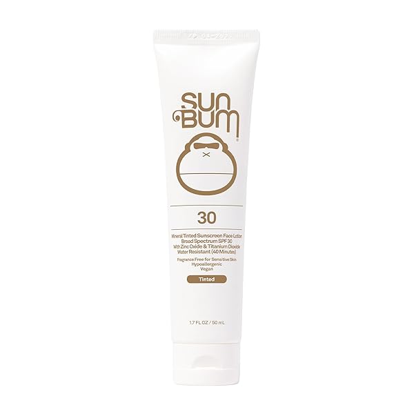 SUN BUM MINERAL SPF 30 TINTED FACE SUNSCREEN | MATTE PRIMER| BROAD SPECTRUM MOISTURIZING SUNBLOCK WITH VITAMIN E |HAWAII 104 ACT COMPLIANT (OCTINOXATE & OXYBENZONE FREE) | TRAVEL FRIENDLY 1.7 OZ