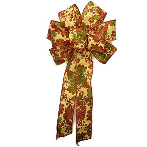 10" Harvest Leaf Wired Bows Handmade Products