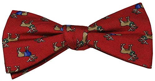 Chaps Holiday Christmas Print Bow Tie Pre-Tied Adjustable (Red Reindeer)
