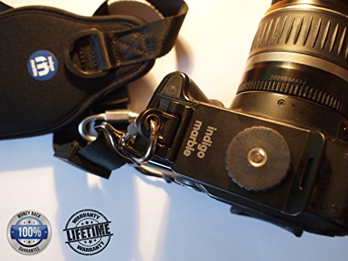Indigo Marble Adjustable Hinge Mounting Plate :: Quickly Attach Your Camera Strap or Sling to your DSLR :: Premium Quality, High Strength & Durable L-plate that Enables Easy & Secure Tripod Connection