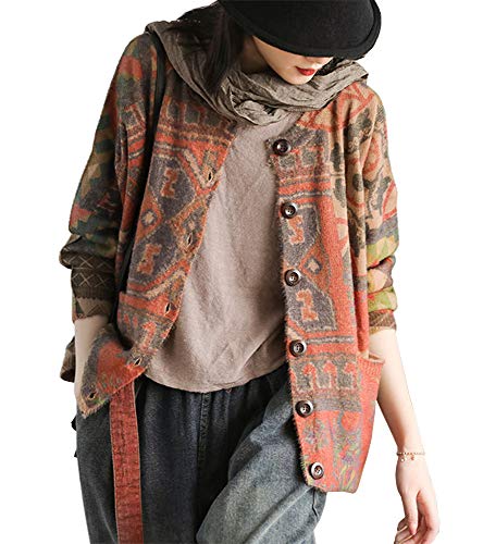 Dreambuilder ドリームビルダー レディース カーディガン ニットコート 秋冬 長袖 ショート丈 花柄 トップス 復古 森ガール 韓国風 上品 ファッション カジュアル Amazon Việt Nam