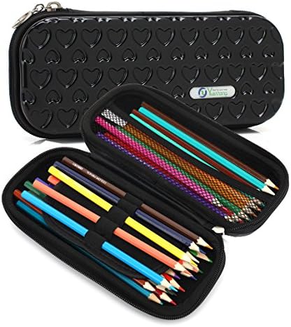 New materia pencil case, fashion design, lovely out look, suitable for kids as a gift (loving heart, Black)