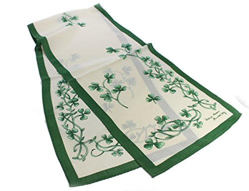Patrick Francis Irish Shamrock Sprig Silk Scarf Cream 52