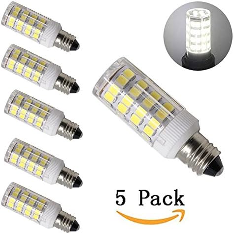 led E11 Dimmable Bulb Mini Candelabra E11 Base T4 JD 120V LED Halogen Replacement Bulb, 4.5, 40W Equivalent (5 Pack)
