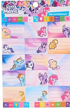 My-Little-Pony Sticker, Aufkleber Set - 1 Bogen mit 15 Namensaufkleber, Namensstickern und 26 kl. Dekostickern - Super für Sc