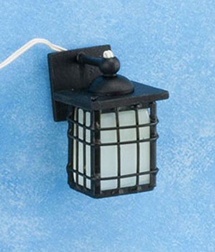 Dollhouse Miniature Craftsman Outdoor Coach Lamp in Black by Miniature House