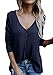 Chuanqi Womens Henley Shirts V Neck Button Long Sleeve Loose Casual Knit Sweaters Tops