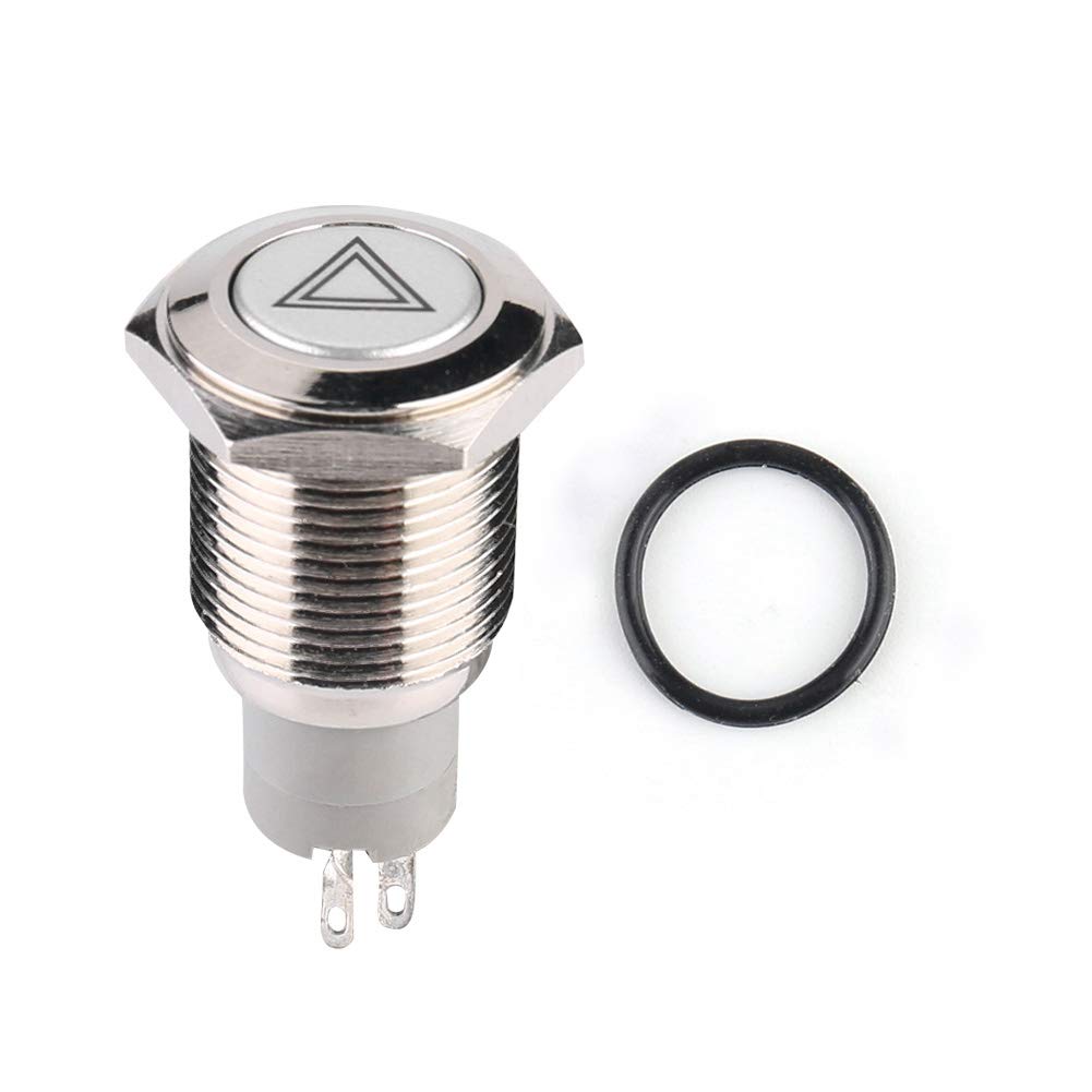 Red LED Push Switch Warning Light 16mm Universal Red LED Car Emergency Hazard Warning Light Push On/Off Latch Button Switch