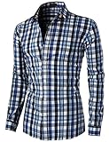 H2H Mens Casual Slim Fit Button Down Shirts Various Styles Check Patterned